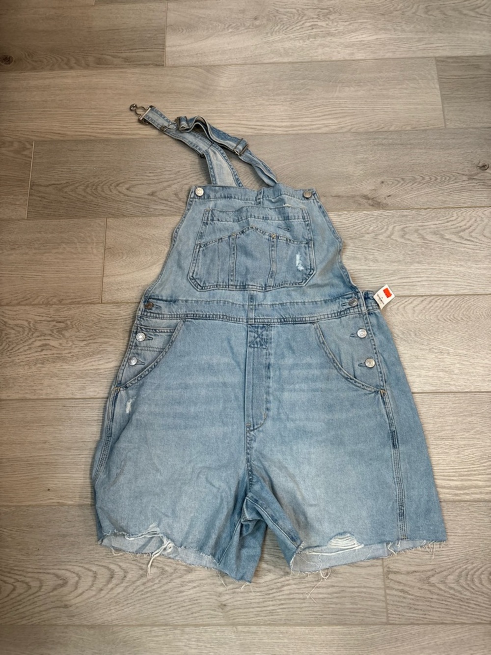 Light Blue Denim Short Overalls - gap women size M new
